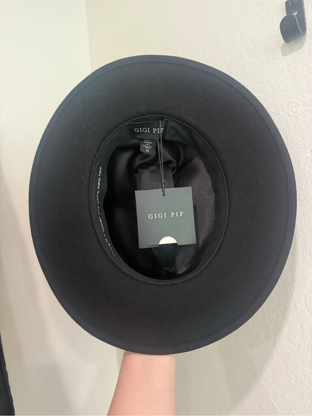 NWT Gigi Pip Wes Fedora Black size M/L 59